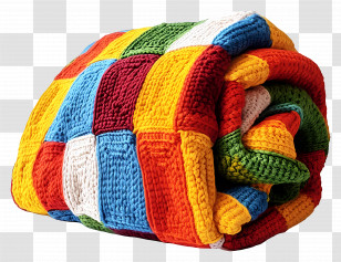 Knitted Blanket - Colorful Knitted Patchwork Blanket Transparent PNG