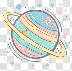 Planet - Colorful Planet With Rings Illustration Transparent PNG