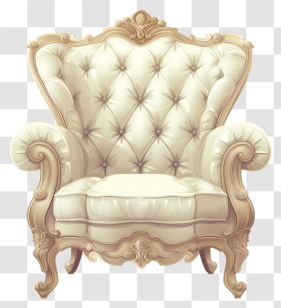 Rich Chair - White Tufted Luxury Ornate Armchair Transparent PNG