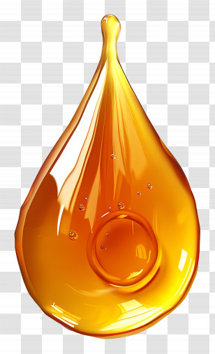 Oil Drop - Golden Honey Drop Close-Up Transparent PNG