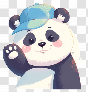 Cute Panda - Cute Panda With Blue Cap Transparent PNG