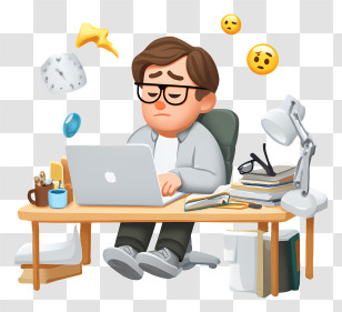 Office - Tired Office Worker At Desk Transparent PNG
