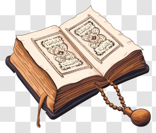 Hand Drawn Holy Book Of Koran - Ancient Book With Intricate Inscriptions Transparent PNG
