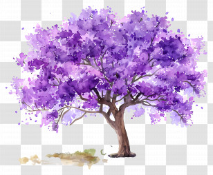 Flower Tree - Purple Tree Watercolor Illustration Transparent PNG