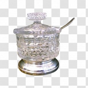 Sugar Bowl Glass Spoon Lid Transparent PNG