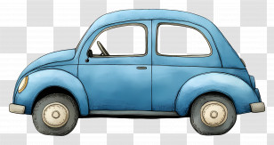 Cartoon Car - Blue Vintage Car Illustration Transparent PNG