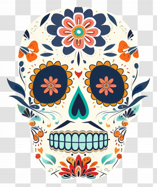 Sugar Skull - Floral Sugar Skull Decoration Illustration Transparent PNG