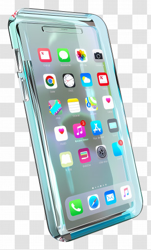 3d Mobile Phone - Modern Smartphone With Apps Displayed Transparent PNG