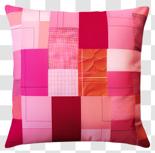 Pink Pillow - Colorful Patchwork Pillow Transparent PNG
