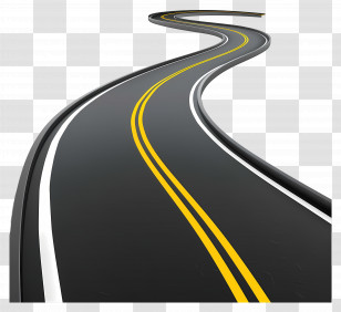 Horizontal Road - Curved Road With Yellow Lines Illustration Transparent PNG