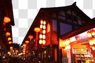 Wuhou District Jiangyou Chentang Jinli Gaotangcun - Night Town Background Transparent PNG