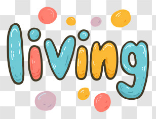Living - Playful 'Living' Colorful Lettering Transparent PNG