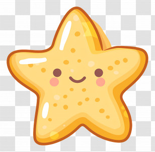 Kawaii Star - Smiling Starfish Cartoon Transparent PNG
