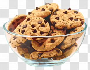 Chocolate Chip Cookies - Bowl Of Chocolate Chip Cookies As Sweet Treat Transparent PNG
