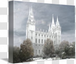 Salt Lake Temple Gallery Wrap Canvas Art Architecture - Winter - Facade Transparent PNG