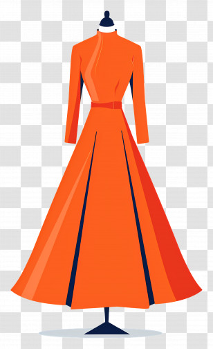 Fashion Dress - Elegant Orange Dress On Mannequin Transparent PNG