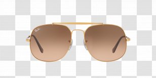 Ray-Ban General Round Double Bridge Sunglasses Shopping - Beige - Rotating Ray Transparent PNG