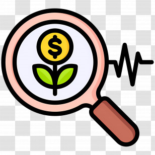 Investment Research - Magnifying Glass With Dollar And Plant Symbolizing Financial Growth Transparent PNG