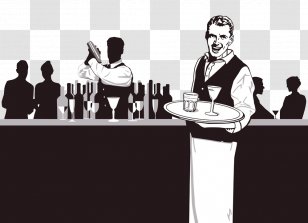 Cocktail Bartender Waiter Clip Art - Professional - Carrying Drinks Transparent PNG