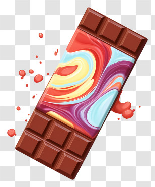Chocolate With Paint - Colorful Chocolate Bar With Swirls Transparent PNG