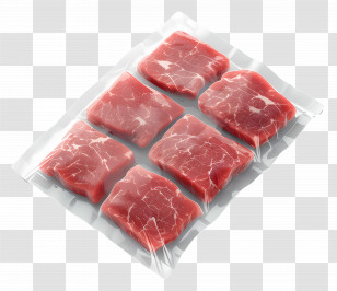 Frozen Meat Packet - Vacuum-Packed Fresh Red Meat Pieces Transparent PNG