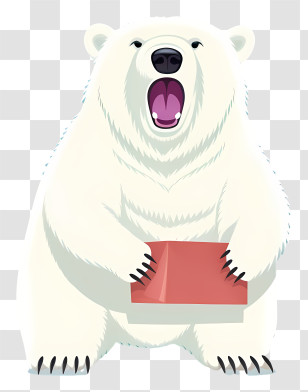 Polar Bear - Roaring Polar Bear Illustration Transparent PNG