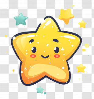 Cute Cartoon Yellow Star - Cute Cartoon Yellow Star With Happy Smile Transparent PNG