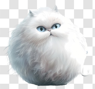 Hairball Awareness Day - White Fluffy Cat Cartoon Illustration Transparent PNG