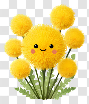 Dandelions - Smiling Yellow Dandelion Illustration Transparent PNG