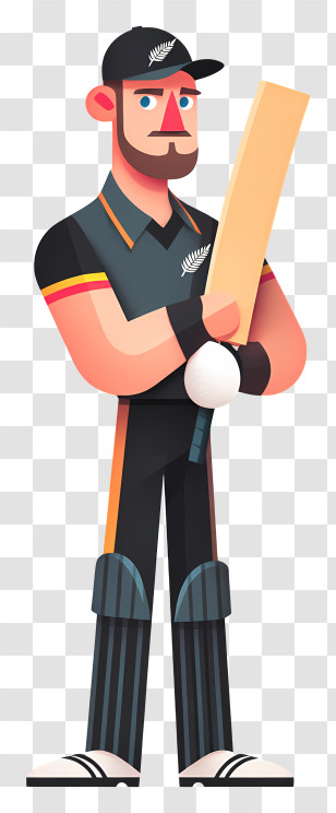 Cricket Player - Cartoon Cricketer With Bat Transparent PNG