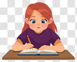 Woman Writing With Pencil - Girl Writing In Book Illustration Transparent PNG