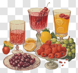Food Drinks - Still Life With Fruit And Drinks Transparent PNG