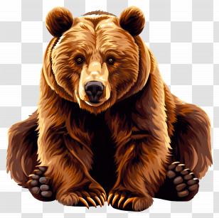 Bear - Sitting Brown Bear Illustration Transparent PNG