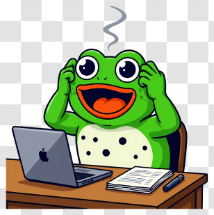 Cartoon Frog - Frog Working At Laptop Cartoon Transparent PNG