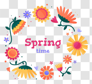 Floral Frame - Springtime Flower Wreath Transparent PNG