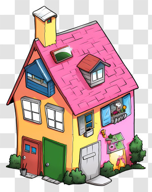 Small House - Colorful Cartoon Doodle House Illustration Transparent PNG