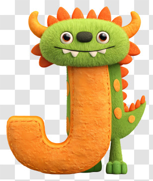 Cute Monster Alphabet J - Orange Monster J Letter Illustration Transparent PNG