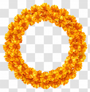 Marigold Garland - Yellow Flower Wreath Transparent PNG