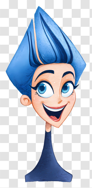 Playful Woman - Energetic Blue-Haired Character Bust Transparent PNG