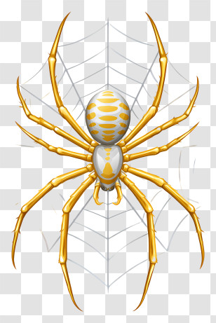 Spider Web - Golden Spider On Web Transparent PNG