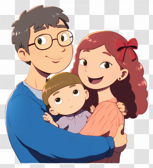 Cute Cartoon Family - Happy Family Cartoon Illustration Transparent PNG