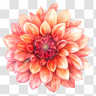 Dahlia Flower - Vibrant Red Dahlia Floral Art Transparent PNG