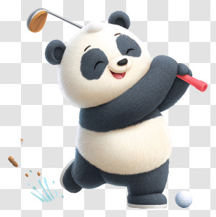 Panda Playing Golf - Panda Enjoying Golf Transparent PNG
