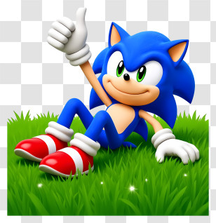 Sonic The Hedgehog - Blue Hedgehog Relaxing On Grass Transparent PNG