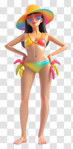 Bikini - Beach Girl In Colorful Bikini Transparent PNG