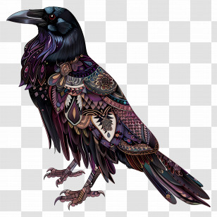 Raven - Decorative Raven With Intricate Patterns Transparent PNG