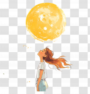 September Equinox - Girl Looking At The Moon Transparent PNG