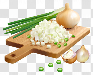 Chopped Onions - Chopped Vegetables On Cutting Board Transparent PNG