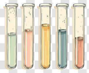 Test Tubes - Glass Test Tubes With Colorful Liquids Transparent PNG