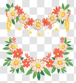 Marigold Flower Garland - Colorful Floral Garland Decoration Transparent PNG